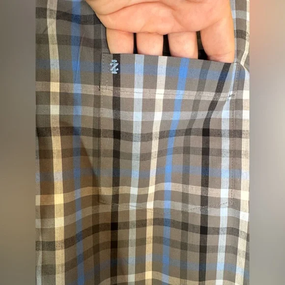 IZOD Performance Comfort Shirt Men's Blue Gray Plaid Button Down Size XL NWT - Picture 3 of 10
